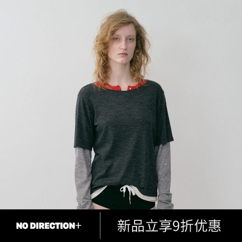 NO DIRECTION+ 混纺慵懒时髦假两件针织打底衫N534012321B21