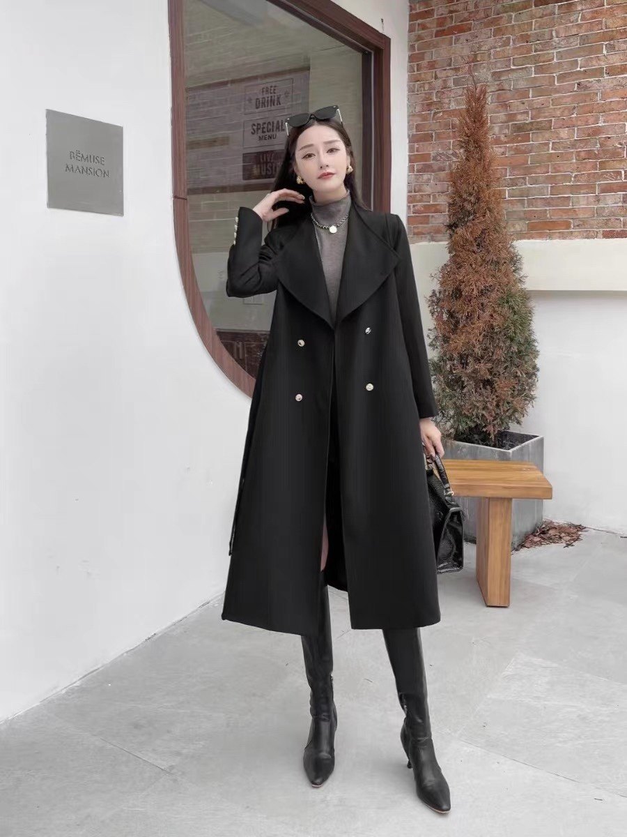 纯色风衣简约中长款外套