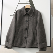 廓形双面呢大衣短款 走西班牙原单 羊毛混斜条纹插肩袖 毛呢外套女