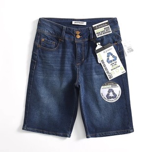 阔腿百搭牛仔裤 英国单 百搭五分裤 弹力两粒扣 夏新女 整箱原包装