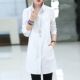 女长袖 韩版 中长款 2025秋季 修身 白衬衫 大码 显瘦设计感小众衬衣 新款