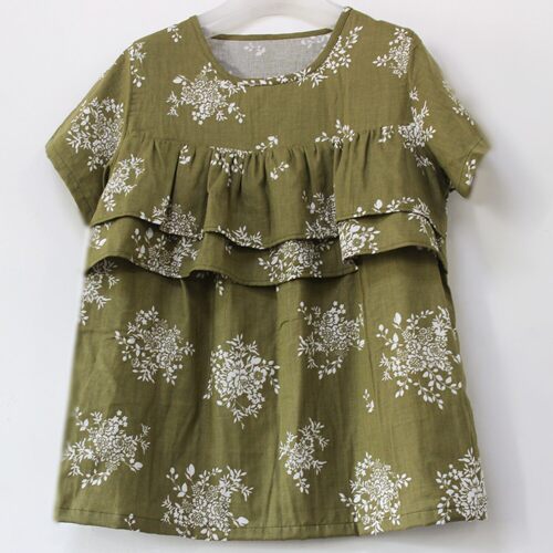 纯棉纱布防走光上衣胸前双层荷叶边防凸点睡衣棉纱遮胸家居服女秋