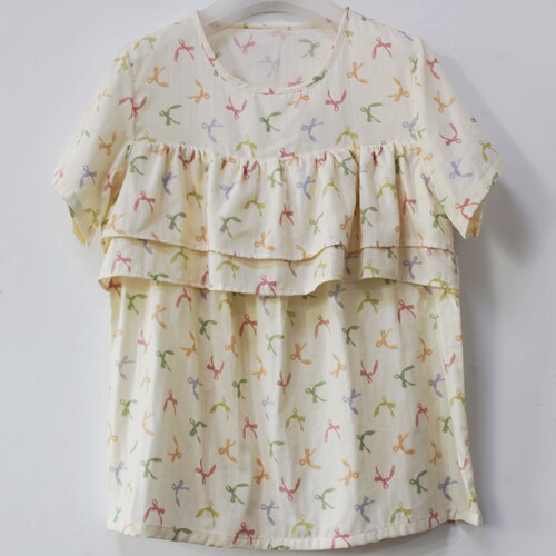 纯棉纱布防走光上衣胸前双层荷叶边防凸点睡衣棉纱遮胸家居服女秋
