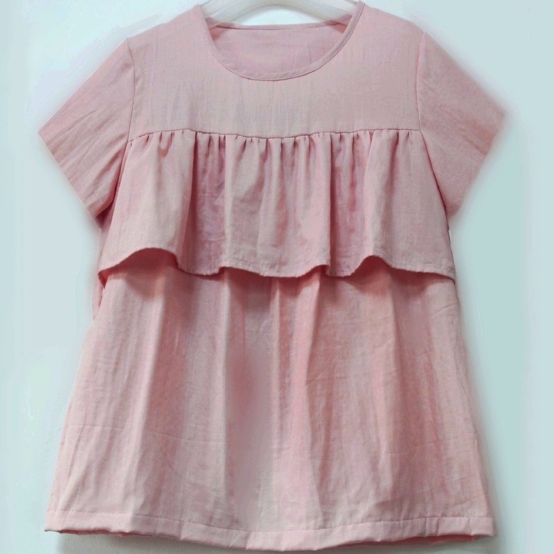 纯棉纱布睡衣防凸点上衣纯色双层棉纱空调房防走光家居服女款春秋