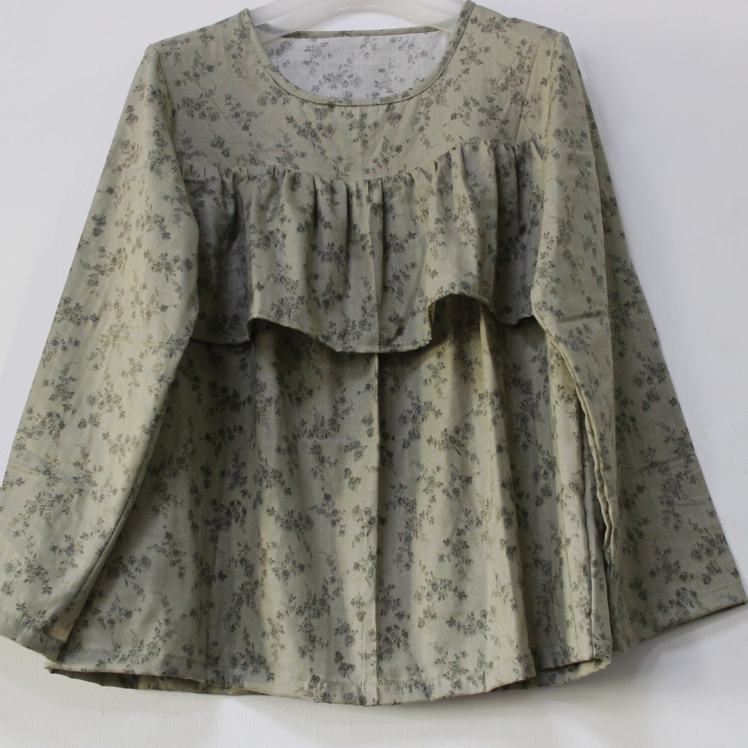 纯棉纱布睡衣防凸点上衣碎花棉纱夏防走光家居服显瘦高级感女夏季