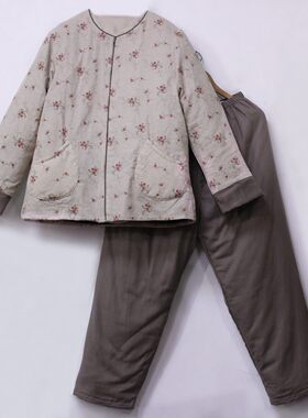拉链棉服老式新疆棉花棉袄脱里圆领加厚可脱胆棉衣棉裤套装家居服