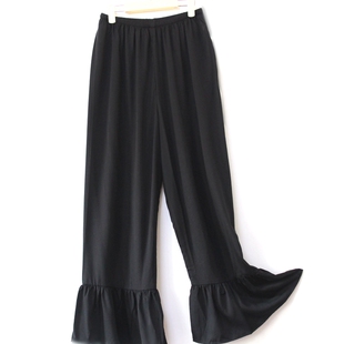 宽松休闲绵绸丝戴尔公主风裤 长裤 子夏女 九分裤 高端真丝棉绸喇叭裤
