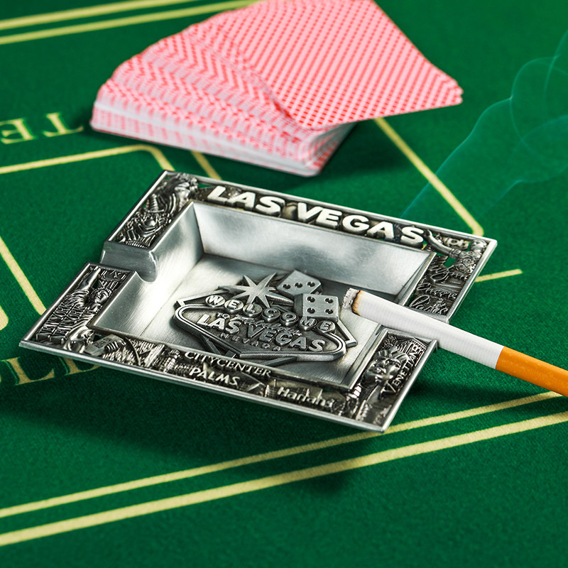 游戏大陆浮雕花纹拉斯维加斯LasVegas德州扑克麻将棋牌金属烟灰缸