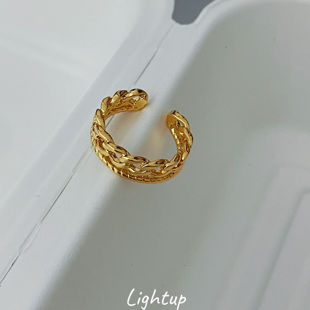 法式欧美厚镀金戒指高级感小众设计轻奢开口戒可调节