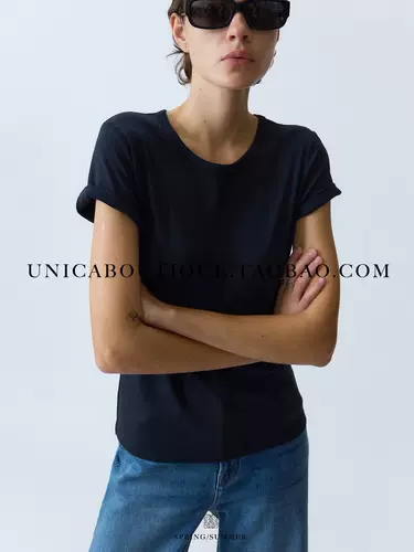 UNICA Хлопковая однотонная ретро футболка