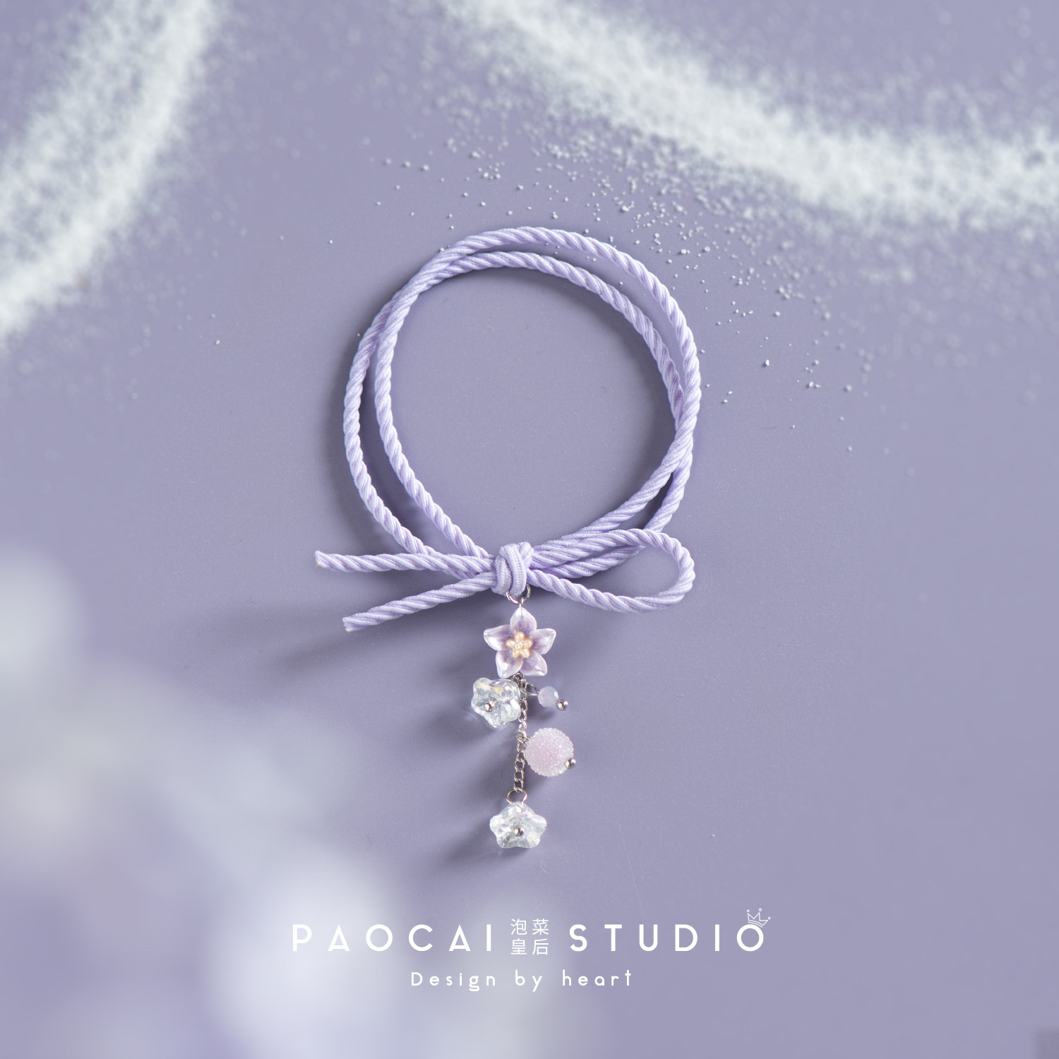 紫夏花眠 原创山茶花朵流苏发圈少女扎头发橡皮筋发饰品发绳头绳