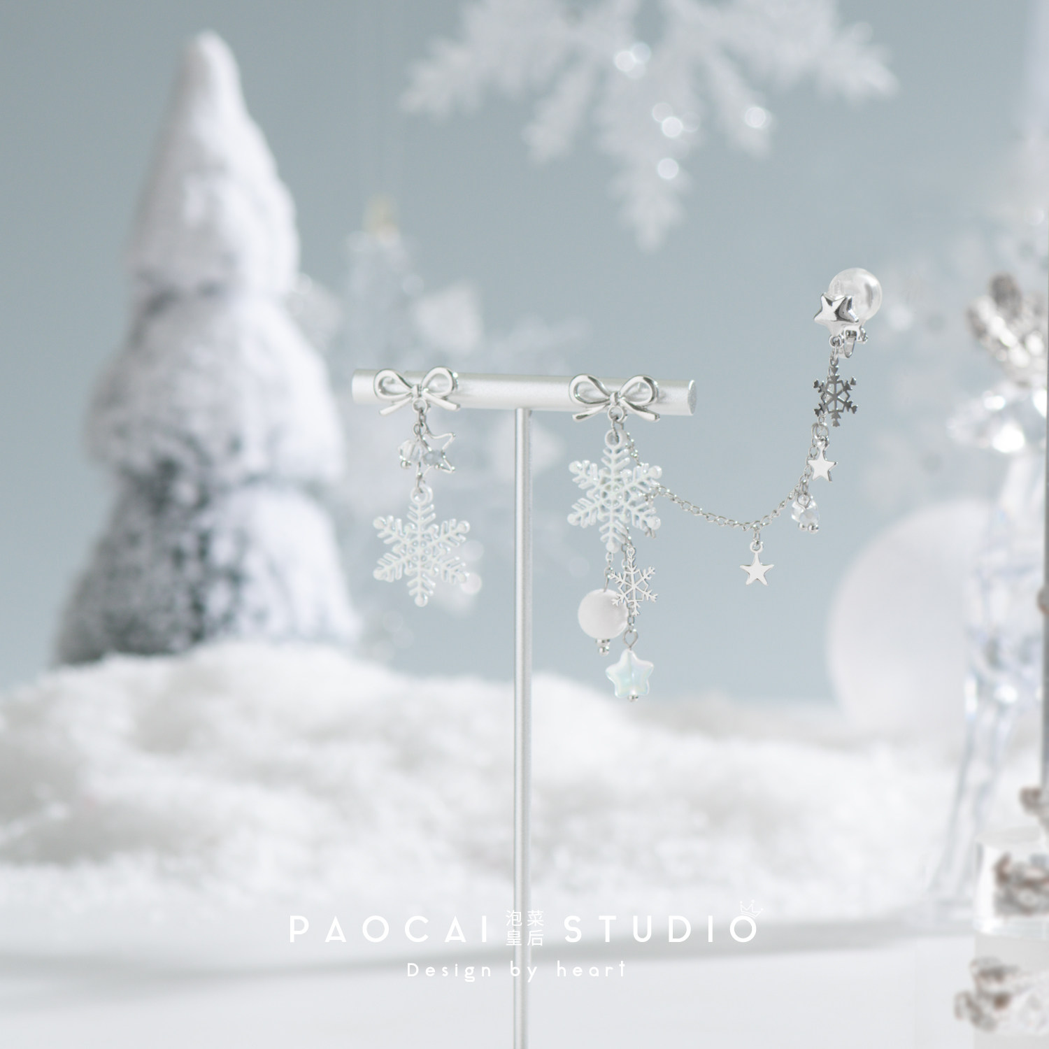 原创雪花耳骨夹甜酷辣妹蝴蝶结