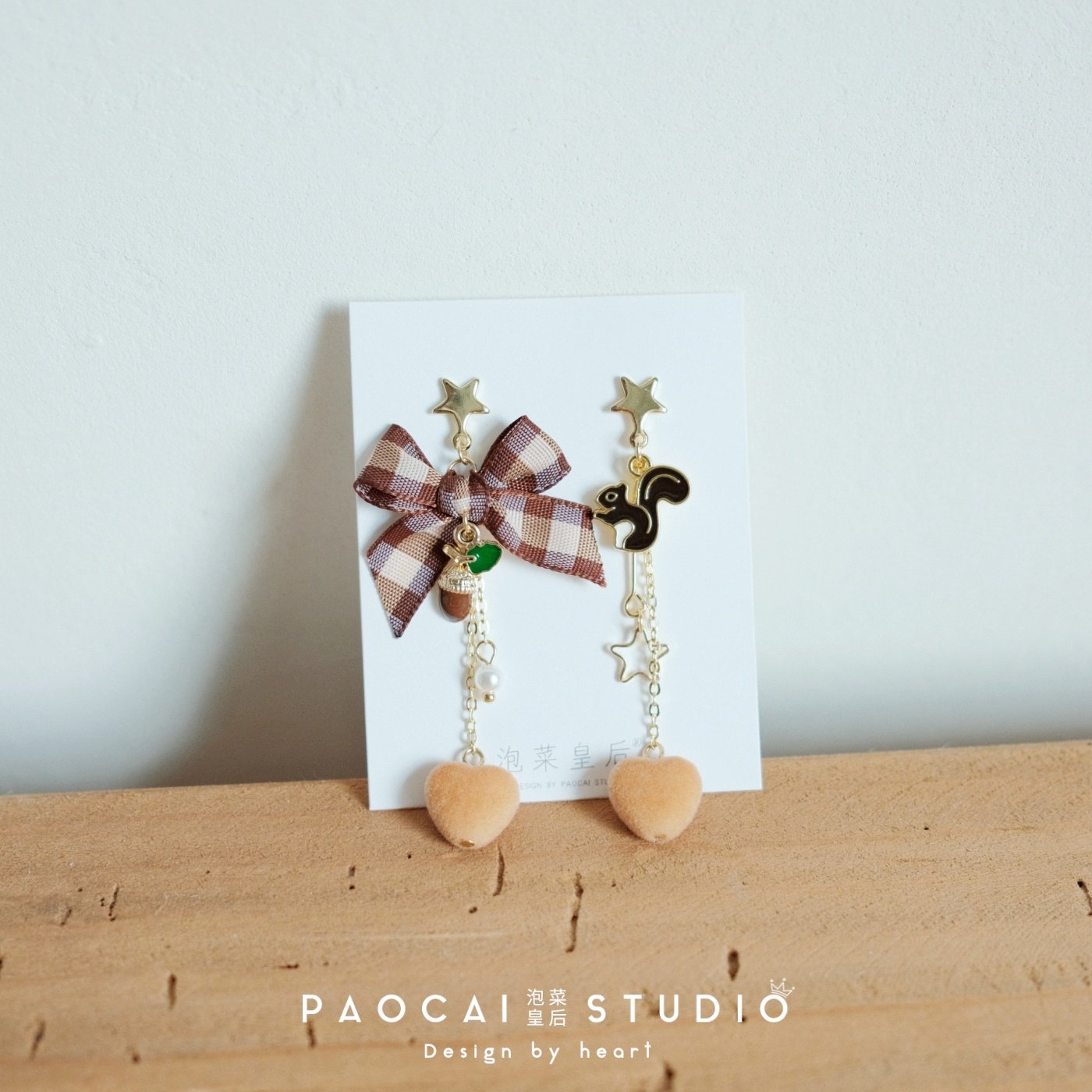 原创秋冬格子蝴蝶结耳钉甜美可爱小松鼠不对称耳环无耳洞耳夹女,饰品/流行首饰/时尚饰品新,耳钉,淘宝优惠券,粉丝福利购,淘宝优惠卷