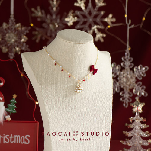 泡菜皇后圣诞节珍珠圣诞树项链