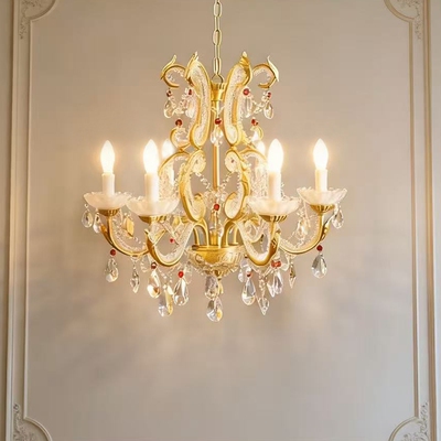 欧法式绒花水晶全铜吊灯客厅卧室