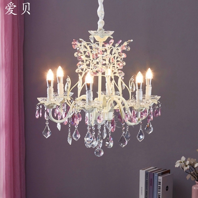 粉红色花蕾水晶吊灯欧法式卧室灯