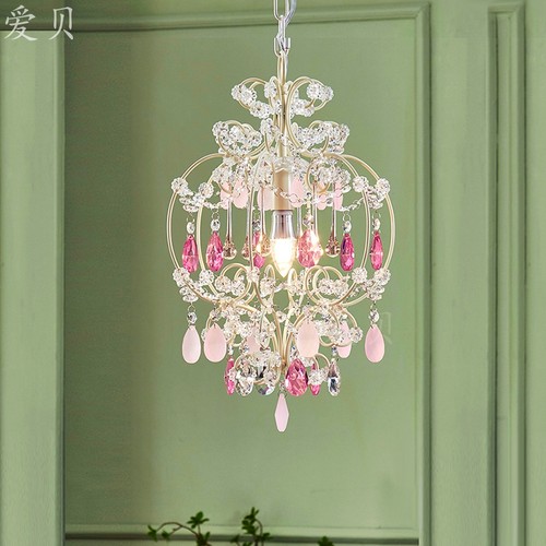 粉色心情公主水晶吊灯卧室法式风