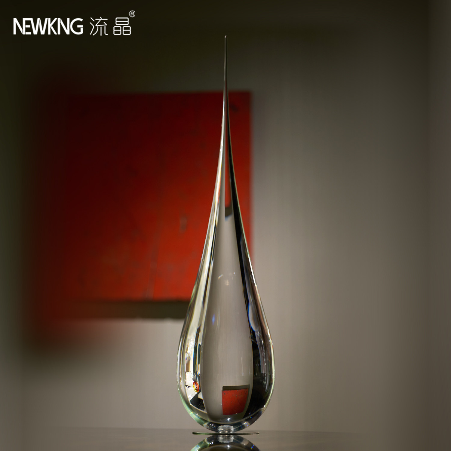 流晶 水滴透明雕塑摆件售楼处样板间酒店网红创意现代装置工艺品