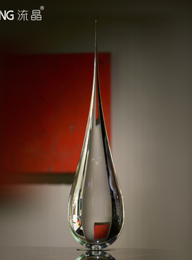 流晶 水滴透明雕塑摆件售楼处样板间酒店网红创意现代装置工艺品