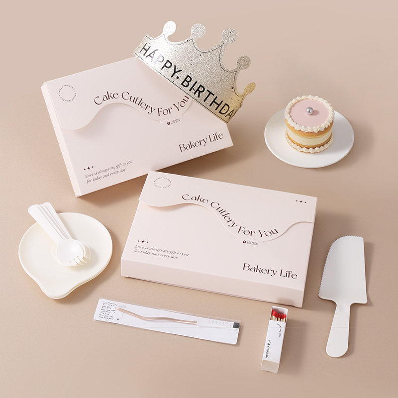 食客工具蛋糕刀叉水滴盘餐具蜡烛火柴生日帽六合一高级简约礼盒装,餐饮具,可降解餐具/环保餐具,淘宝优惠券,粉丝福利购,淘宝优惠卷