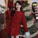 圣诞红赫本风毛呢斗篷大衣女秋冬加厚新年战袍洋气高级感呢子外套