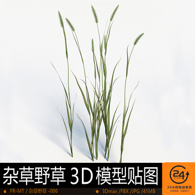 杂草野草-006模型3DMAX环境效果图影视游戏次世代场景地形建模