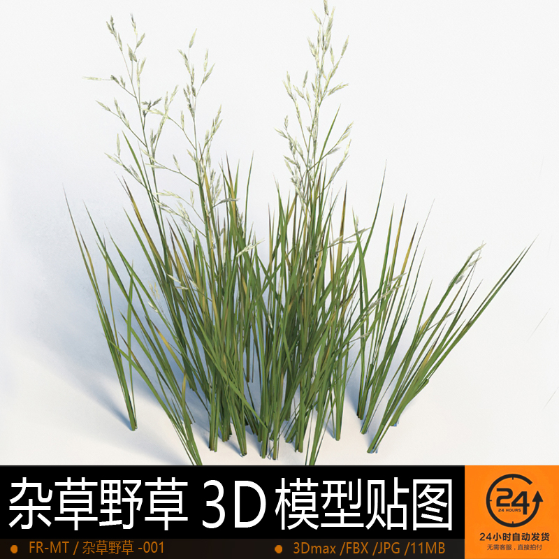 杂草野草-001模型3DMAX环境效果图影视游戏次世代场景地形建模