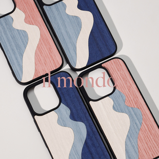 意大利进口原木拼花情侣手机壳magsafe磁吸WOOD苹果17三星S25ultra全包iphone15ProMax小众简约防摔保护壳