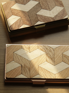 定制刻字创意木质名片盒高档商务金属简约名片夹便携式男女卡包