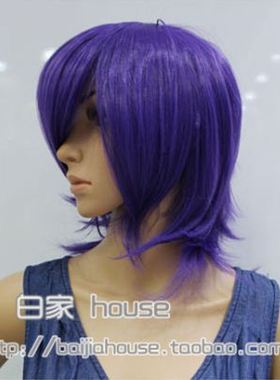 cosplay假发 伪物语 神原骏河 紫黑色混色 收脸MSN短发 高温丝