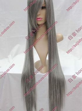 cosplay假发 烟灰色1米 混色100CM 万用收脸长直发 高温丝加厚