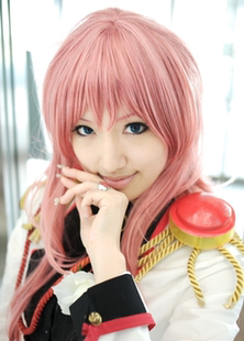 cosplay假发 烟粉色80cm长卷发 少女 天上欧蒂娜 波浪微卷假发