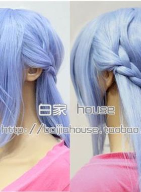 cosplay假发 冰蓝色 刀剑神域/希尔 辫子固定一米直发 浅紫色动漫