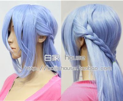 cosplay假发 冰蓝色 刀剑神域/希尔 辫子固定一米直发 浅紫色动漫