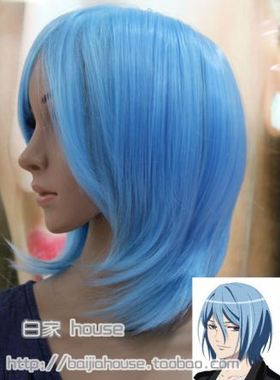 cosplay假发 法外制裁者/八王子泪/黑子性转/冰蓝色 MSN收脸短发