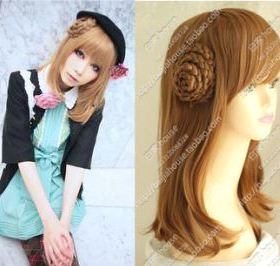 cos假发 AMNESIA 失忆症-女主角 棕色 梨花头 日常款中长卷发内扣