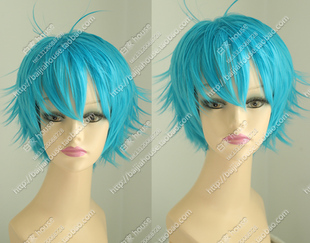 vocaloid初音 miku男 水蓝色小翻翘短发 噬魂师 黑星BlackCOS假发