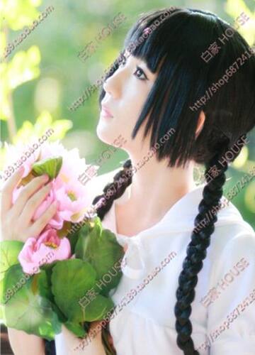cosplay假发 零之地带ZONE-00冲野真夜子造型款 黑色 双麻花辫子