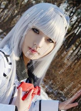 吸血鬼骑士 红 玛利亚假发 1米 浅灰色 齐刘海长直发COS假发动漫