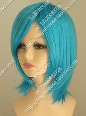 天蓝 水蓝色短发/Little Busters/西园美鱼/萌loli/美少女cos假发