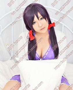 白家house假发 Love Live 东条希 深紫色 双马尾直发COS假发现货