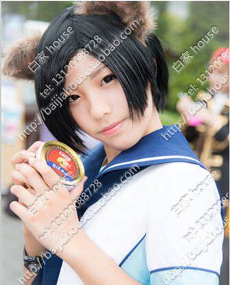 cosplay假发 loveplus 爱相随 小早川凛子 黑色高温丝短发cos假发