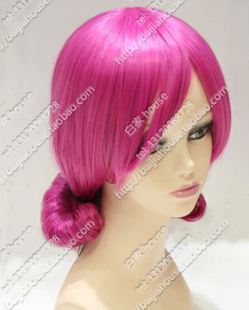 cos假发 妖精的尾巴 阿莉耶丝 白羊座 玫红色 蛋糕卷 翻翘短卷发