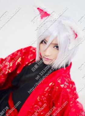 cosplay假发 元气少女缘结神 巴卫  银灰色 收脸造型高温丝短发