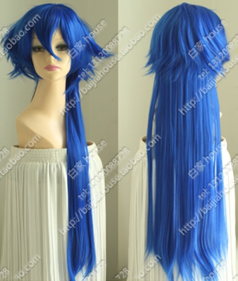 cosplay假发 vocaloid-大哥kaito 刹月华 宝蓝色 造型款 翻翘假发