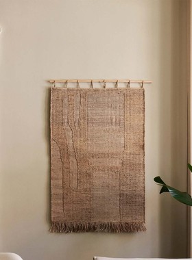 丹麦ferm LIVING Harvest北欧黄麻挂毯墙面装饰挂画背景画