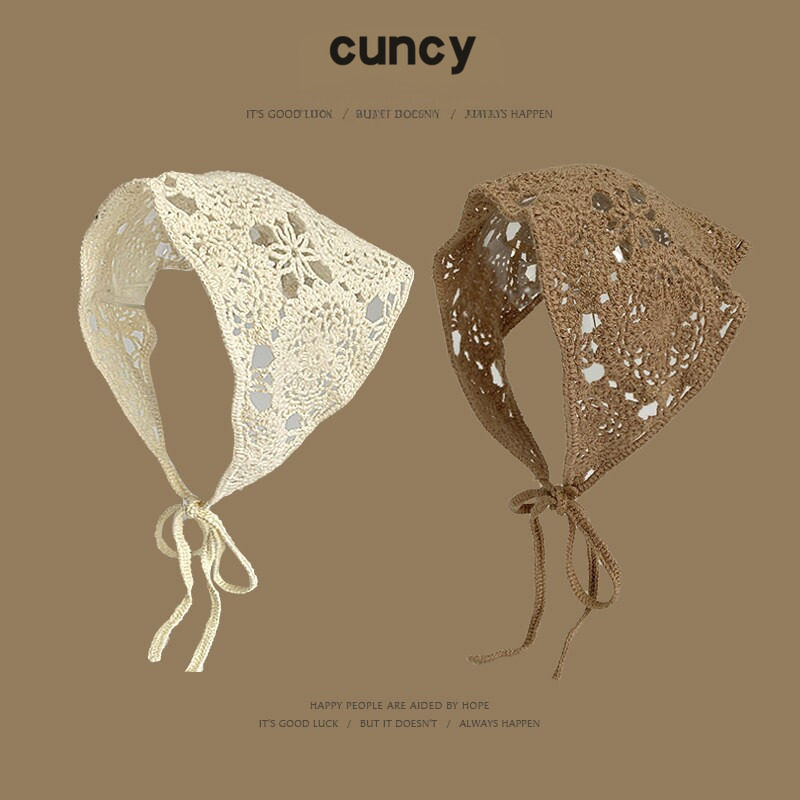 CUNCY日系纯色包头帽三角巾发带青年女性田园头巾四季通用帽
