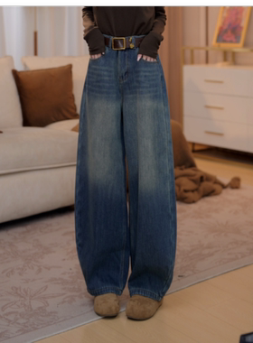 【奇妙】马克华菲女装欧货版冬季加绒加厚牛仔裤jcc