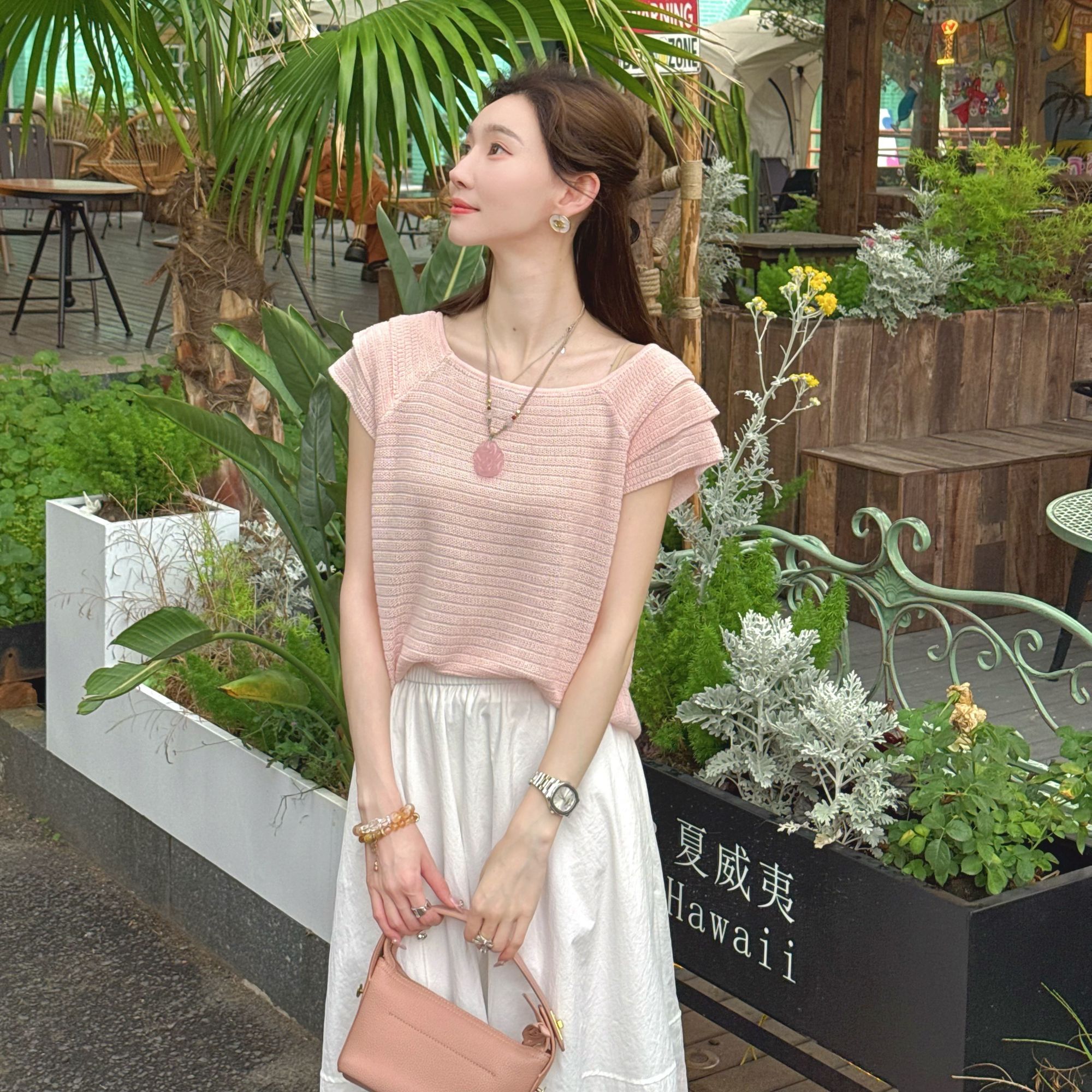 【四季与你】马克华菲女装夏季欧若风气质设计感短袖上衣jcc