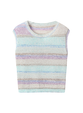 露露酱NN~「霓虹织衣」马克华菲夏季时尚 紫色条纹T恤 F52004A737